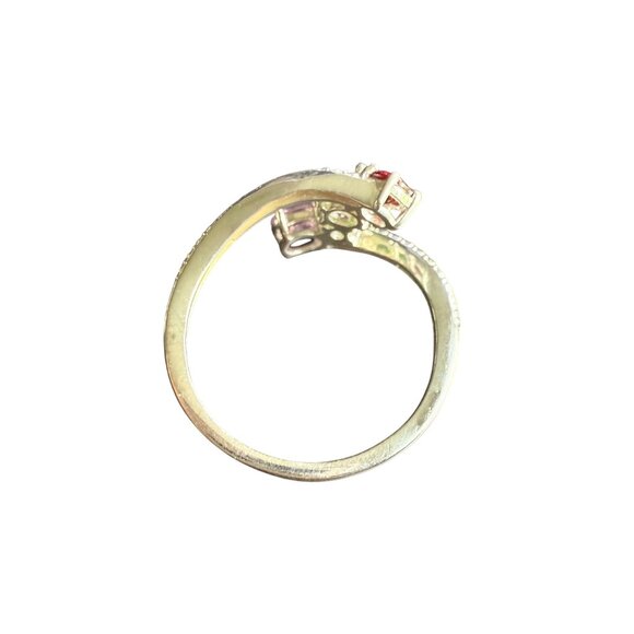 Sterling Silver Multicolor Simulated Gemstone Ring 10 - Picture 4 of 7